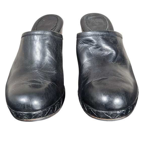 Frye Jessica Clog Womens 9.5 Black Leather Platform Braid Wood Heel Western - Picture 6 of 12